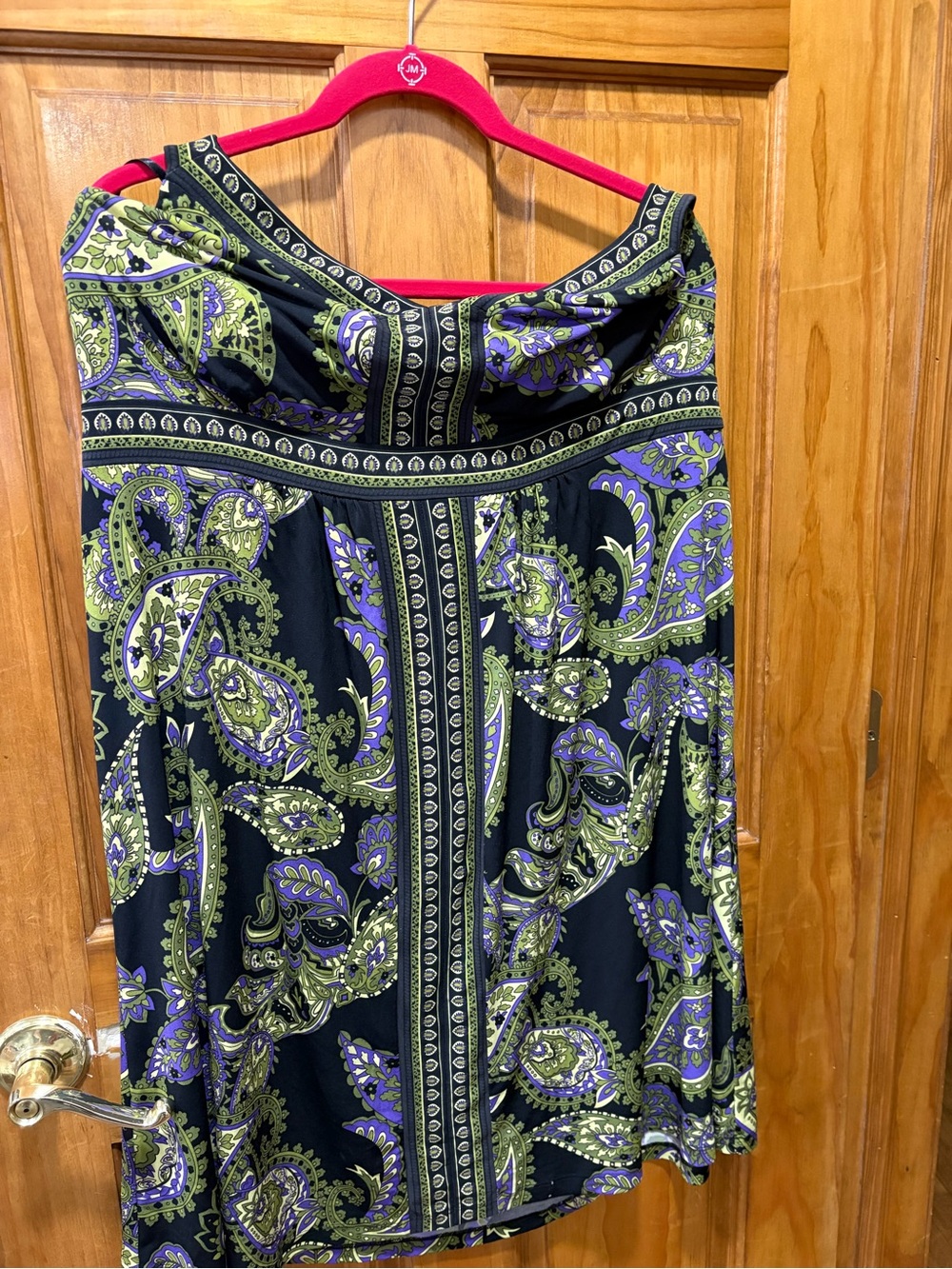 Apt. 9 Black Strapless Dress with Green and Purple Paisley